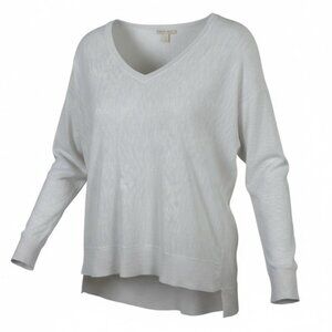 Eileen Fisher Slub Linen Sweater Size PS Small Petite Semi Sheer Knit Hi Low Hem